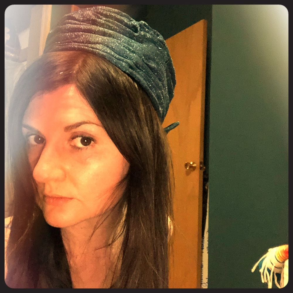Vintage sparkle blue pill box hat